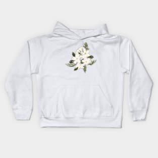 Cream and yellow flowers over sage green Kids Hoodie